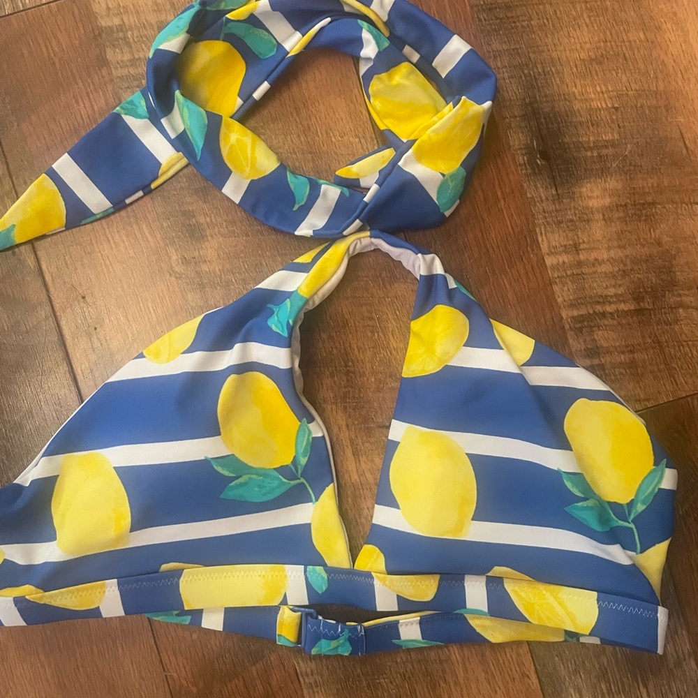Aerie Yellow and Blue Bikini Top